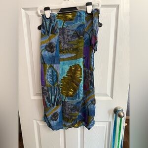 Revue Vintage Wrap maxi Tropical floral water color print skirt size small Surf
